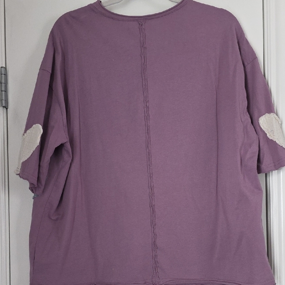 NWOT BellanBlue Oversized Small Purple Top with Blue and Cream Heart Patchwork - Picture 6 of 10